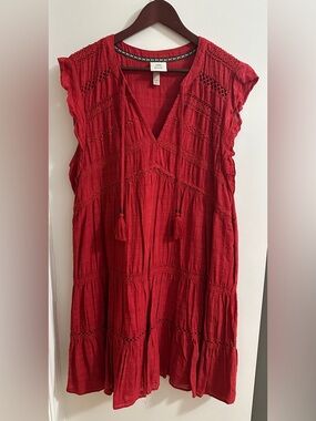 Women’s Knox Rose Red Boho Tassel V-Neck Dress